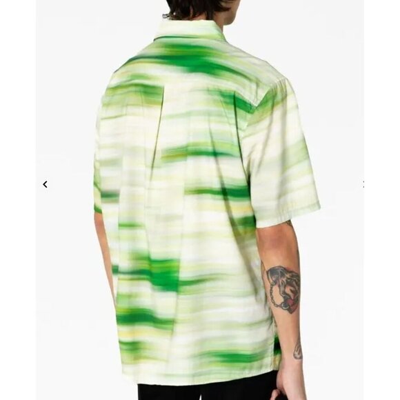 John Elliott New Green Printed Cotton Blend Voile 2/ M Shirt - Picture 6 of 10